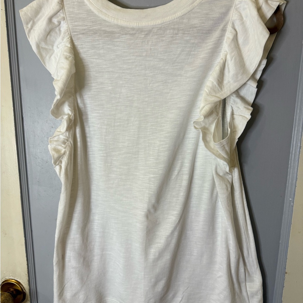 Banana Republic White Ruffled Tank Top